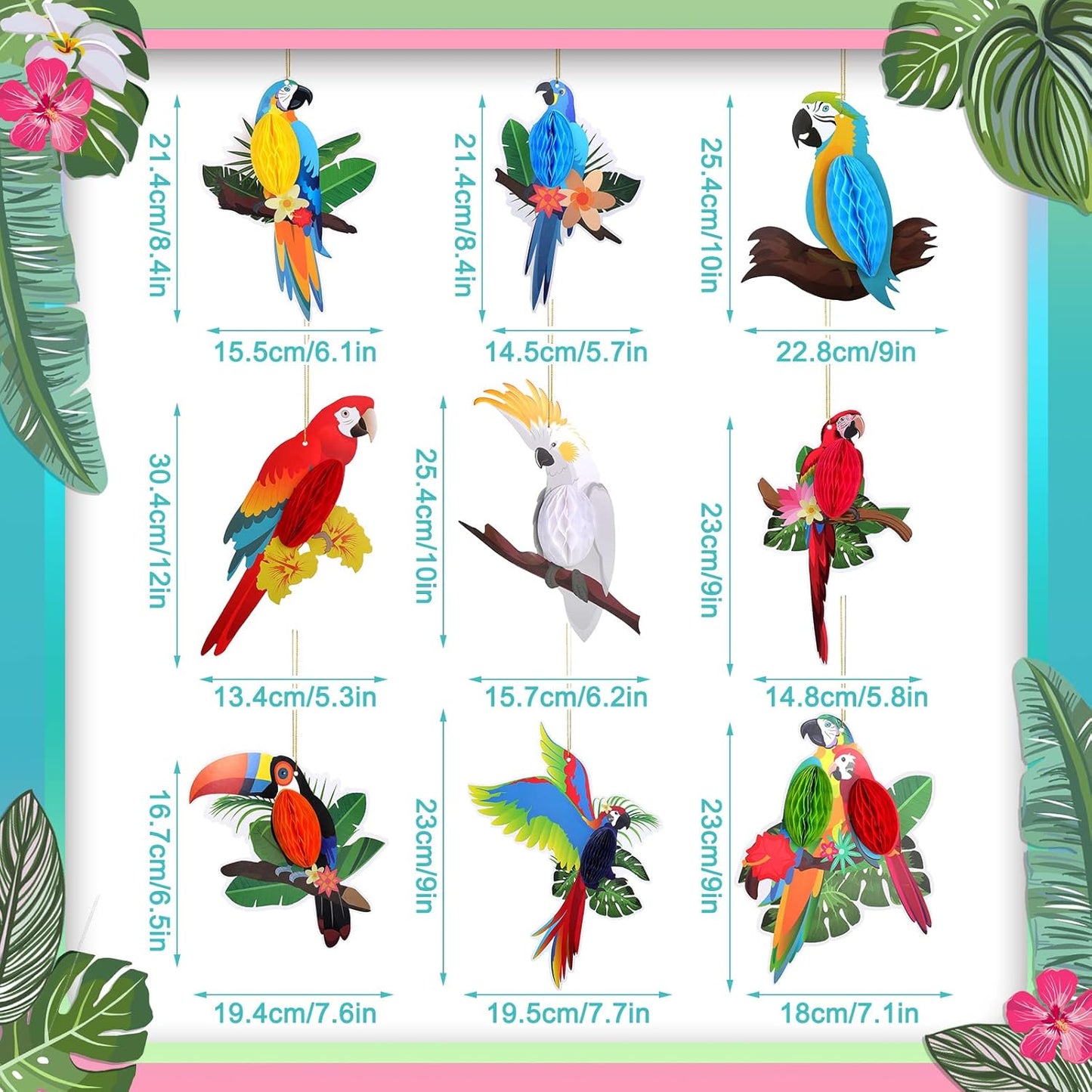 Tropical Parrot Honeycomb Party Decorations
